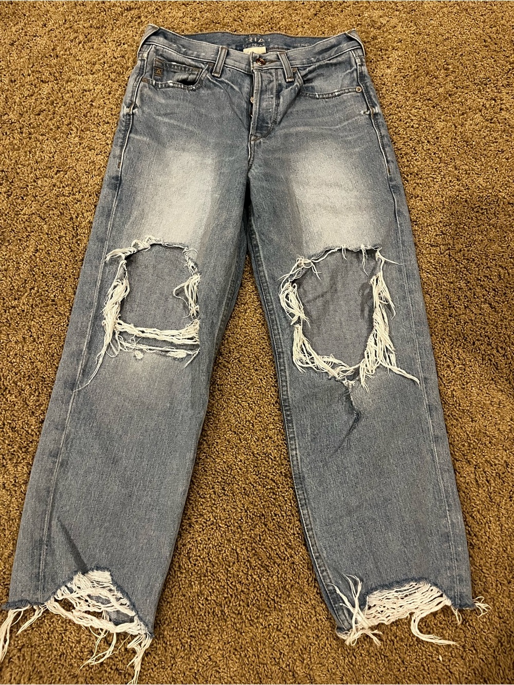 Ariat Light Blue Straight Leg Jeans with Frayed Hem